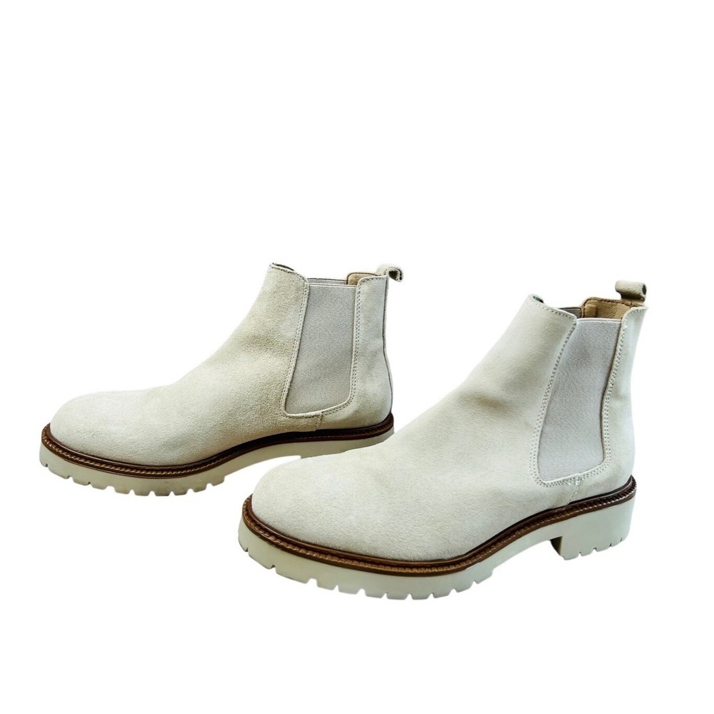 Enzo Tesoti Chelsea Cream Vegan Suede Leather Boots 40 Womens 9.5 Vanilla Girl - Picture 3 of 11